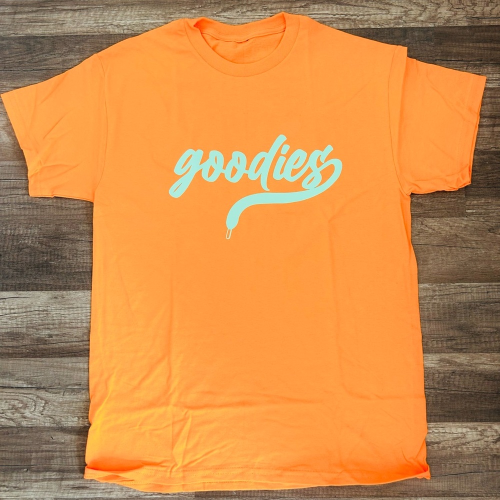 Goodies Script Logo T-Shirt - Bright Orange with White Print